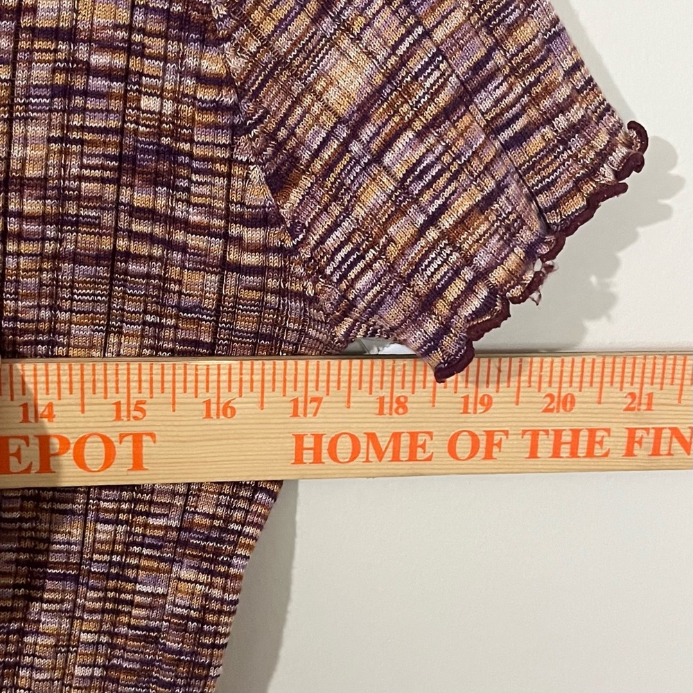 Arizona Jean Co Women’s Top XXL Purple Rust Y2K Cropped Ruched Ribbed NWT - Picture 6 of 10